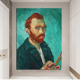Arte de parede de personagem com impressão de auto-retrato de Van Gogh pintado à mão
