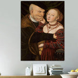 Da Vinci håndmalet gammel mand og ung kvinde Håndmalede oliemalerier Lærreds vægkunst til boliger