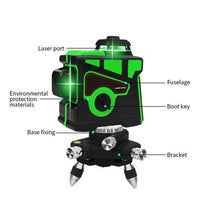 WAKYME 12 Satır Yeşil Lazer Seviye 3D Kendinden Tesviye 360 ​​Yatay Dikey Çapraz Ölçü Aletleri Güçlü Lazer Tesviye Cihazı