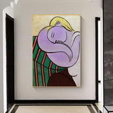 Picasso – femme aux cheveux jaunes, peinte à la main, figures abstraites, peintures à l'huile, toile d'art murale
