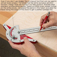 Holzbearbeitungswerkzeuge Holzarbeiter Kantenlineal 0-70 ° verstellbarer Winkelmesser Winkelsucher Messgerät Messgeräte Tischlerwerkzeug