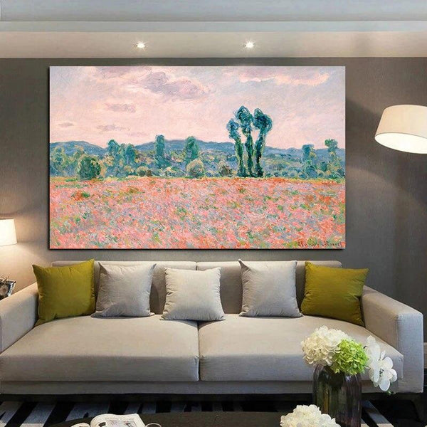 Classic Hand Painted Monet Poppy Field 1887 Canvas Oil Paintings Wall Art Paintingatio