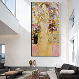 Rankomis tapytas klasikinis Gustavo Klimto ašaros Marijos Munk portretas, 1918 m. abstrakčioji tapyba aliejiniais paveikslais, sienų menas kambario dekoras