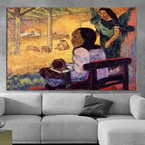 Paul Gauguin Hand Painted Oil Painting A baby born in Tahiti Figure classic Retro Abstracts Aisle Decor