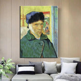 Қолмен боялған Ван Гогтың құлағы кесілген автопортреті Қабырға суреті