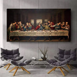 ציורי שמן מצוירים ביד אמנות קלאסית בד אמנות קיר נוצרית לסעודה אחרונה של דה וינצ'י