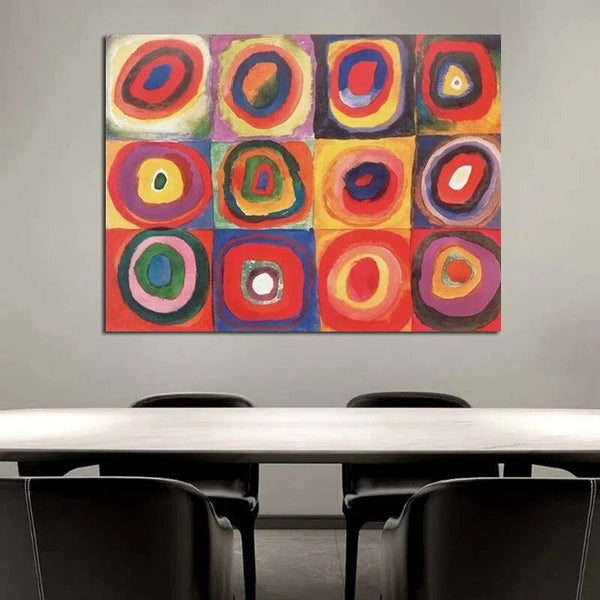 Hand Painted Wassily Kandinsky Harmony of Square and Circle Oil Paintings On Wall Art Decoration