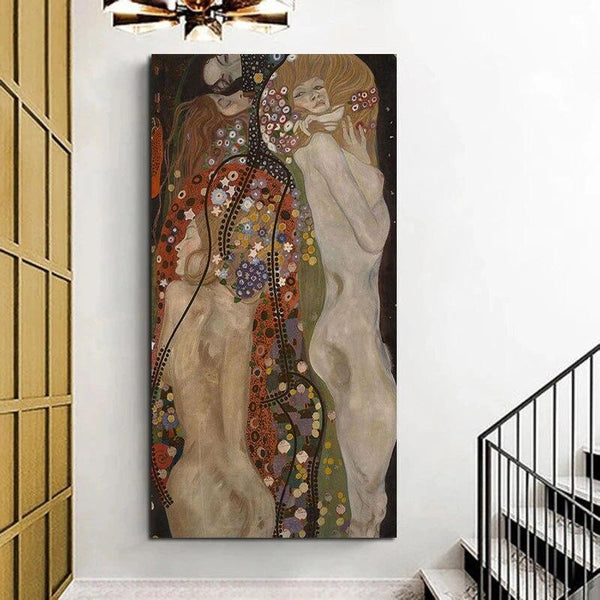 Hand Painted Gustav Klimt Water Serpents II Oil Paintings Room canvas size