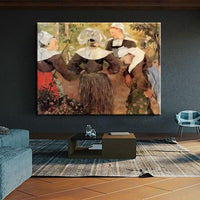 Paul Gauguin Hand Painted Four Breton Dance Oil Painting Figure Abstract Classic Retro