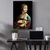 Hand Painted Oil Paintings The Lady With An Ermine Canvas Paintings On The Wall By Leonardo Da Vinci Famous Wall Art Decor