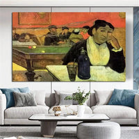 Hand Painted Oil Painting Paul Gauguin Night Café in Arles Figure Nordic Abstract Retro