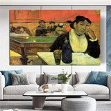 Hand Painted Oil Painting Paul Gauguin Night Café in Arles Figure Nordic Abstract Retro Wall Art