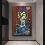 Picasso abstracte pintat a mà Dora Mar amb figures blaves de Cheongsam Pintures a l'oli Tela d'art de paret