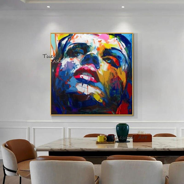 Hand Painted Oil Painting Francoise Nielly Canvas Painting Portrait Palette Knife Face Lmpasto Figure Wall Arts
