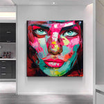 Modernong Francoise Nielly Style Knife Abstract Portrait Face Hand Painted On Canvas Figure