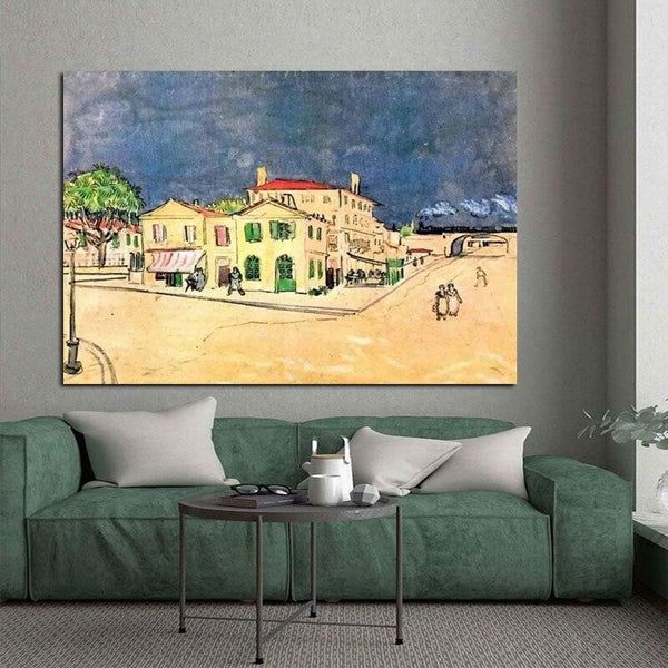 Hand Painted Van Gogh Famous Oil Painting Home in Arles Canvas Wall Art Decoration