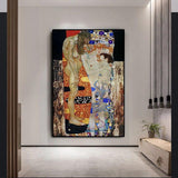 I-Hand Painted Wall Art Canvas Scandinavian Gustav Klimt by The Three Ages of Woman Oil Painting