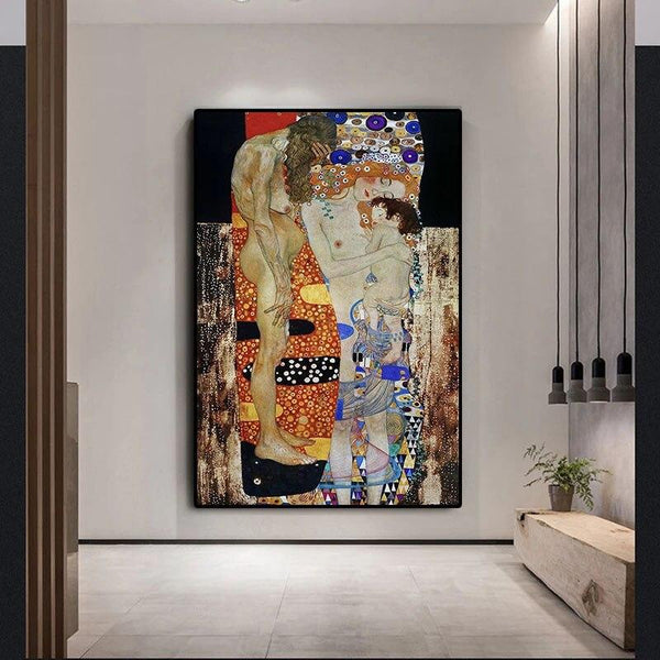 Hand Painted Wall Art Canvas Scandinavian Gustav Klimt by The Three Ages of Woman Oil Painting
