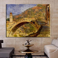 Handmålade berömda Claude Monet Dolceacqua Bridge 1884 konst landskap oljemålningar