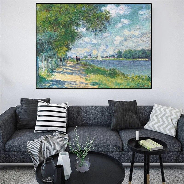 Hand Painted Impressionism Claude Monet The Seine At Argenteuil Oil Painting Wall Art for