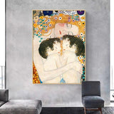 Manus picta Retro Famous Gustavus Klimt Mulierum Tres Tempus Oleum Paintings Moderni Wall Art