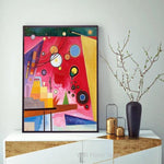 مرسومة باليد Wassily Kandinsky لوحات زيتية قماشية مجردة Synesthesia الفن الثقيل الأحمر معرض متحف جدار ديكور فني