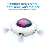 貓咪挑逗玩具 自動羽毛挑逗 UFO 轉盤 抓貓訓練玩具 互動挑逗 寵物轉向追逐玩具