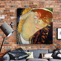 Håndmalet kunst Gustav Klimt Danae Oliemaleri på lærred Vægkunst