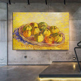 El Boyalı Van Gogh Natürmort ve Elma Sepeti Ünlü Yağlıboya Tuval Duvar Sanatı Dekorasyon