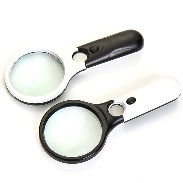 Illuminated Magnifier Reading Glasses Handheld Magnifying Glass with LED Light 3x/45x Zoom Magnifying Glass