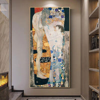 Hand Painted Gustav Klimt by The Three Ages of Woman Oil Painting on Canvas Scandinavian Wall Art