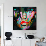 Moderne Francoise Nielly Style Canvas Painting Palet Knife Face Wall Art