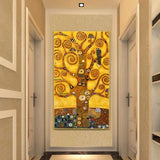 Arborele vieții pictat manual, artă pe perete, pictură pe pânză, pictură în ulei, decorație de Gustav Klimt