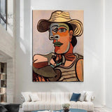 Hand Painted Picasso《 The sailor 》Abstract Figures Oil Paintings Wall Art Canvass