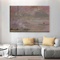 Hand Painted Monet Boats on the Thames London 1901 Modern Abstract Landscape Wall Art Painting