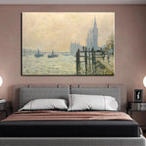 Pintado à mão famosa paisagem pintura a óleo Claude Monet Thames sob artes de impressão de Westminster