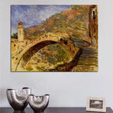 Handmålade berömda Claude Monet Dolceacqua Bridge 1884 konst landskap oljemålningar