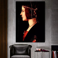 Ručne maľovaný Leonardo Da Vinci portrét dámy s perlou čelenkou Olejomaľby na stenu plátno