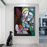 Håndmalede oliemalerier Picasso Kvinden der skriver et brev (Mary Teresa) Abstrakte vægmalerier