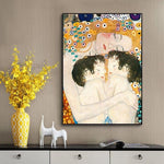 Hand Painted Retro Famous Gustav Klimt Women's Three Stages Oil Paintings Modern Wall Art