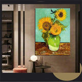 Pintados à mão Van Gogh Pinturas a óleo Obras de Girassol Abstrato Arte em Lona Murais de Decoração de Casa