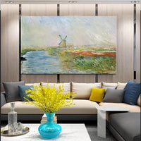 Pintado a mano Monet Campo de tulipanes en Holanda 1886 Paisaje abstracto clásico Arte de la pared Pintura al óleo Decoración de la habitación