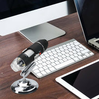 Microscopi digital USB 1600X 8 lupa LED Zoom de mà Microscopi electrònic Endoscopi de càmera amb suport per a reparació de PCB