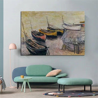 El Boyalı Monet Sahildeki Ünlü Tekneler 1883 Modern Soyut Manzara Duvar Sanatı Resim
