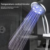LED brusehoved Automatisk farveskiftende temperaturkontrol Badeværelse Brusehoved Sprøjte Tryk Vandfald Badeværelsesudstyr