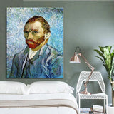 Käsitsi maalitud ekspressionistlik meister-Van Goghi autoportree mulje tegelase seinakunst