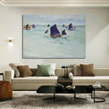 手描きのモネ漁船プールヴィル 1882 抽象的な海の景色油絵芸術装飾