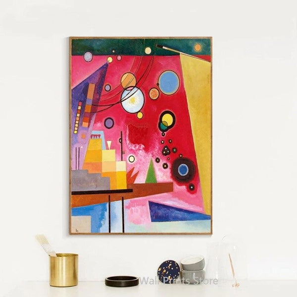 Hand Painted Wassily Kandinsky Oil Paintings Canvas Abstract Synesthesia Art Heavy Red Exhibition Museum Wall Art Decor