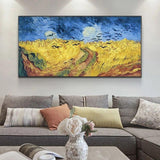 Pinturas al óleo pintadas a mano Van Gogh campo de trigo dorado arte de la pared decoración impresionista