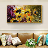 Peinture de tournesol Van Gogh, fleur abstraite moderne peinte à la main sur toile, décoration d'affiche artistique